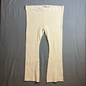 Future Collective Ribbed Sweater Pants Size 2X Cream Flare Leg Stretchy